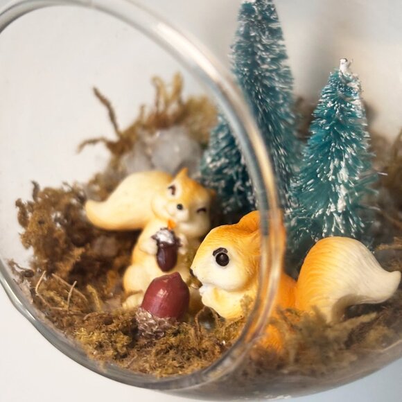 Handmade Winter Woodland Squirrel Ornament – Hanging Glass Globe Decor - Picture 9 of 9